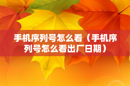 手机序列号怎么看（手机序列号怎么看出厂日期）