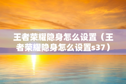 王者荣耀隐身怎么设置（王者荣耀隐身怎么设置s37）