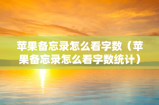苹果备忘录怎么看字数（苹果备忘录怎么看字数统计）