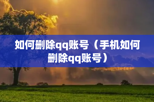 如何删除qq账号（手机如何删除qq账号）
