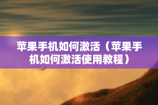 苹果手机如何激活（苹果手机如何激活使用教程）