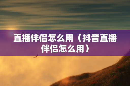 直播伴侣怎么用（抖音直播伴侣怎么用）