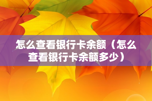 怎么查看银行卡余额（怎么查看银行卡余额多少）