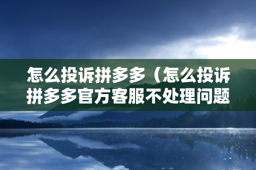 怎么投诉拼多多（怎么投诉拼多多官方客服不处理问题）