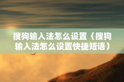 搜狗输入法怎么设置（搜狗输入法怎么设置快捷短语）