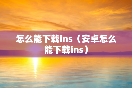 怎么能下载ins（安卓怎么能下载ins）