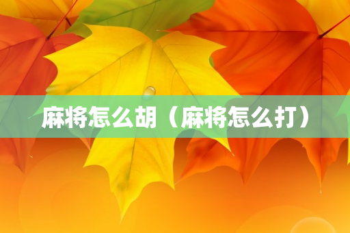 麻将怎么胡（麻将怎么打）