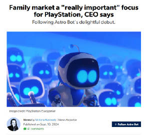 索尼《宇宙机器人》好评如潮，未来加强家庭游戏投入大放异彩！