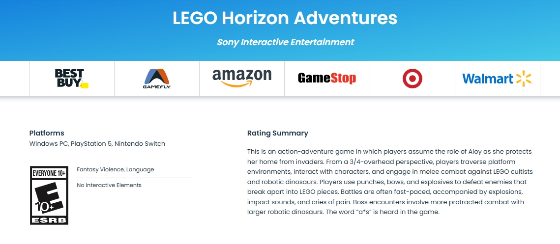 乐高地平线大冒险：幻想暴力E级冒险游戏