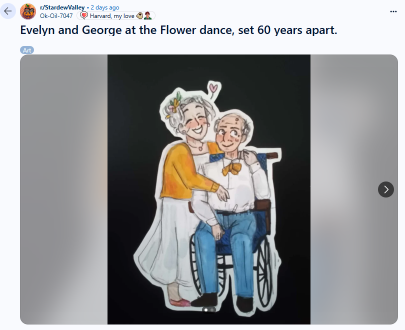 星露谷乔治与艾芙琳粉丝手绘年轻肖像浪漫温馨图集