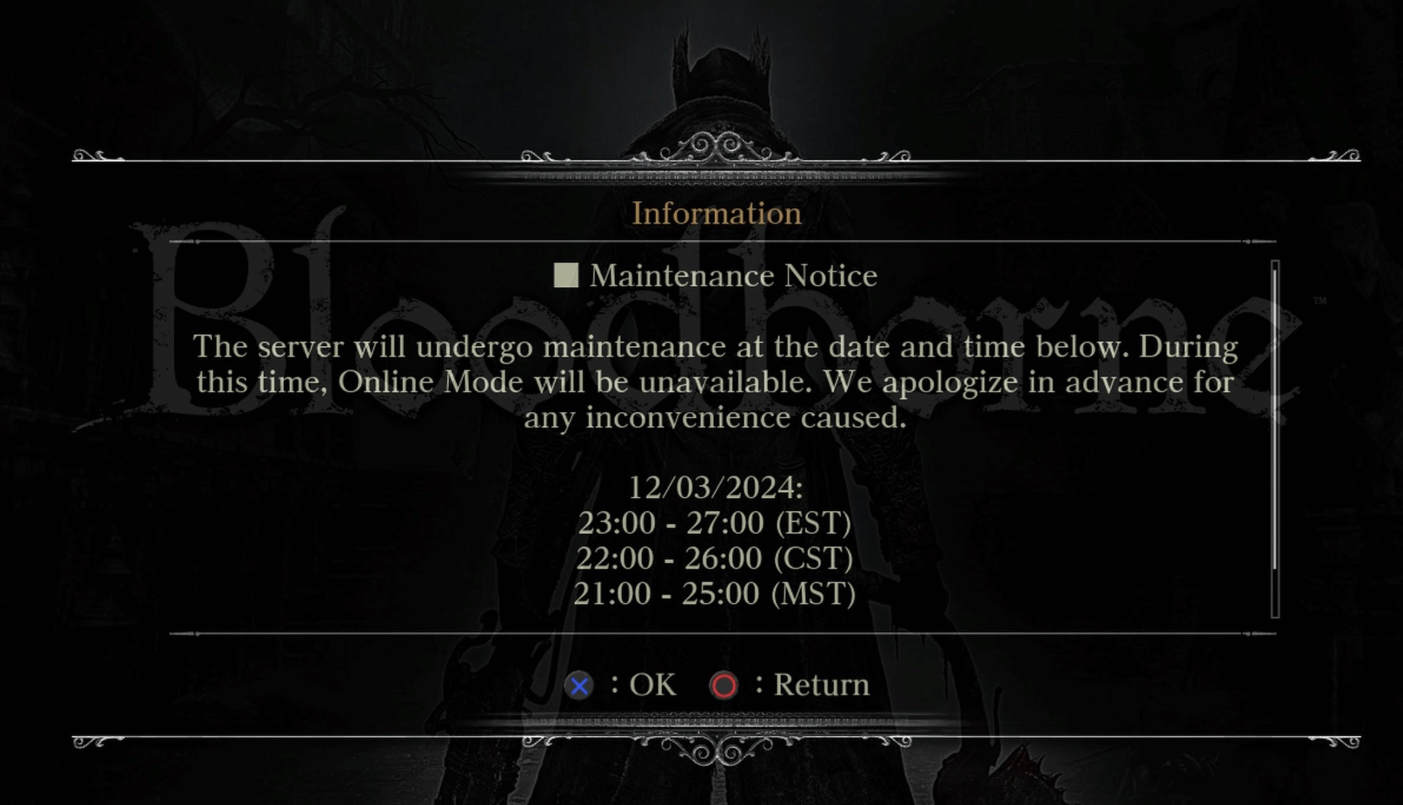 《血源》重制版更新在即，服务器维护倒计时启动！