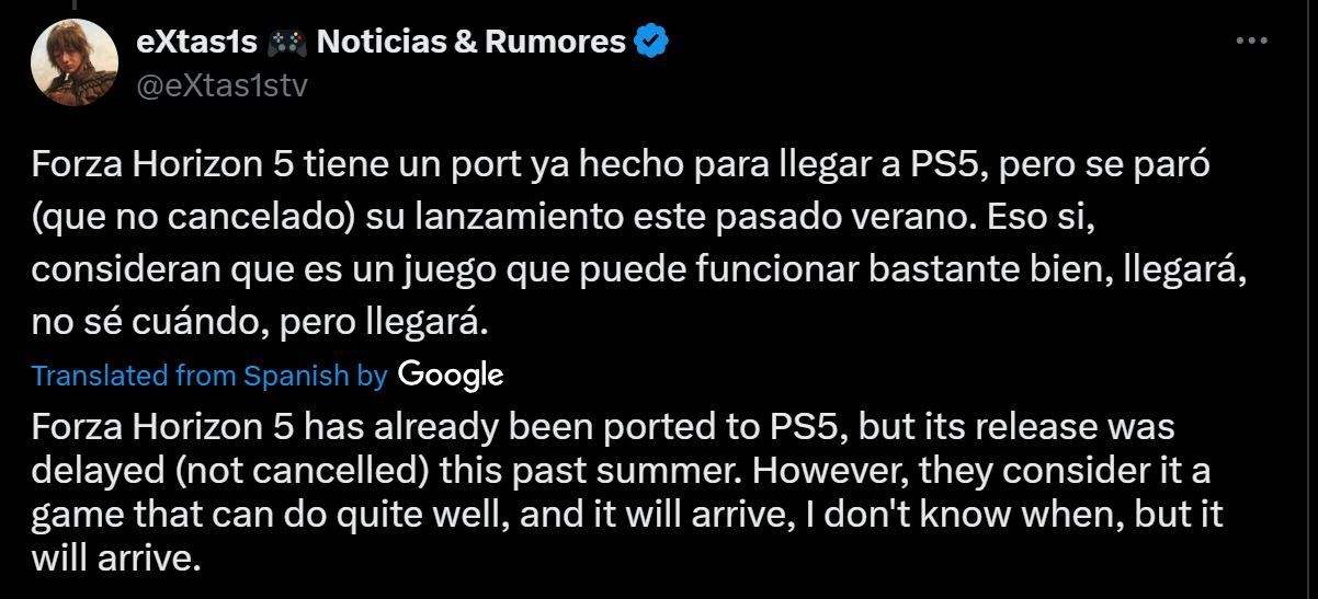 《地平线5》PS5移植版据传已完成 即将发布