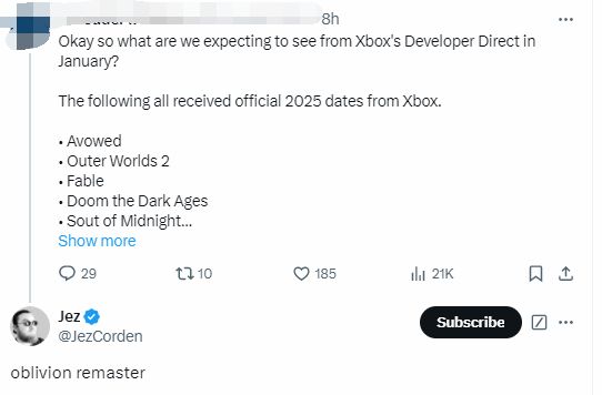舅舅党爆料 《上古卷轴4》重制版或将于一月亮相