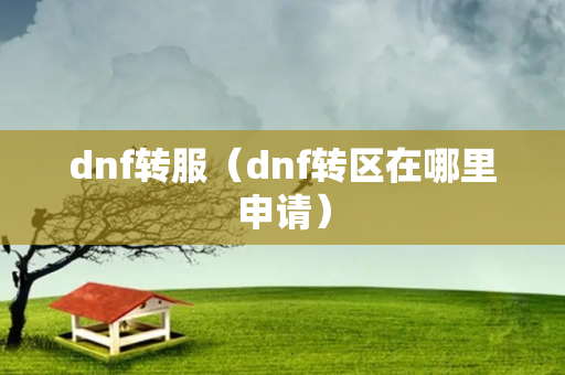 dnf转服（dnf转区在哪里申请）