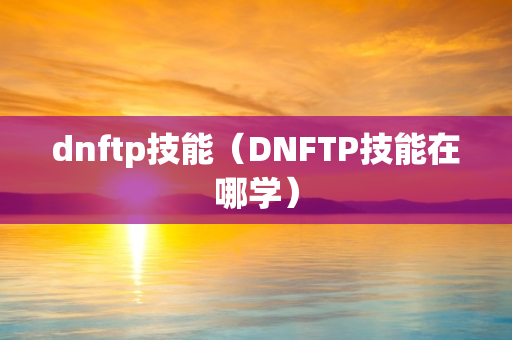 dnftp技能（DNFTP技能在哪学）