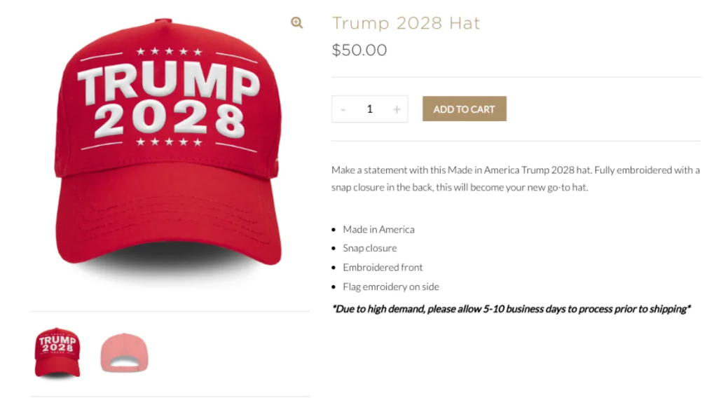 特朗普推出“2028”周边商品，他真的打算三度入主白宫？