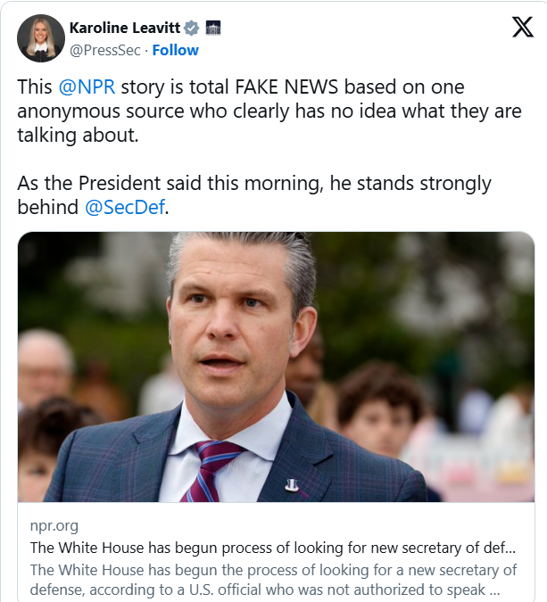白宫火速护短：寻找新防长是假新闻，“泄密门”2.0纯属无中生有