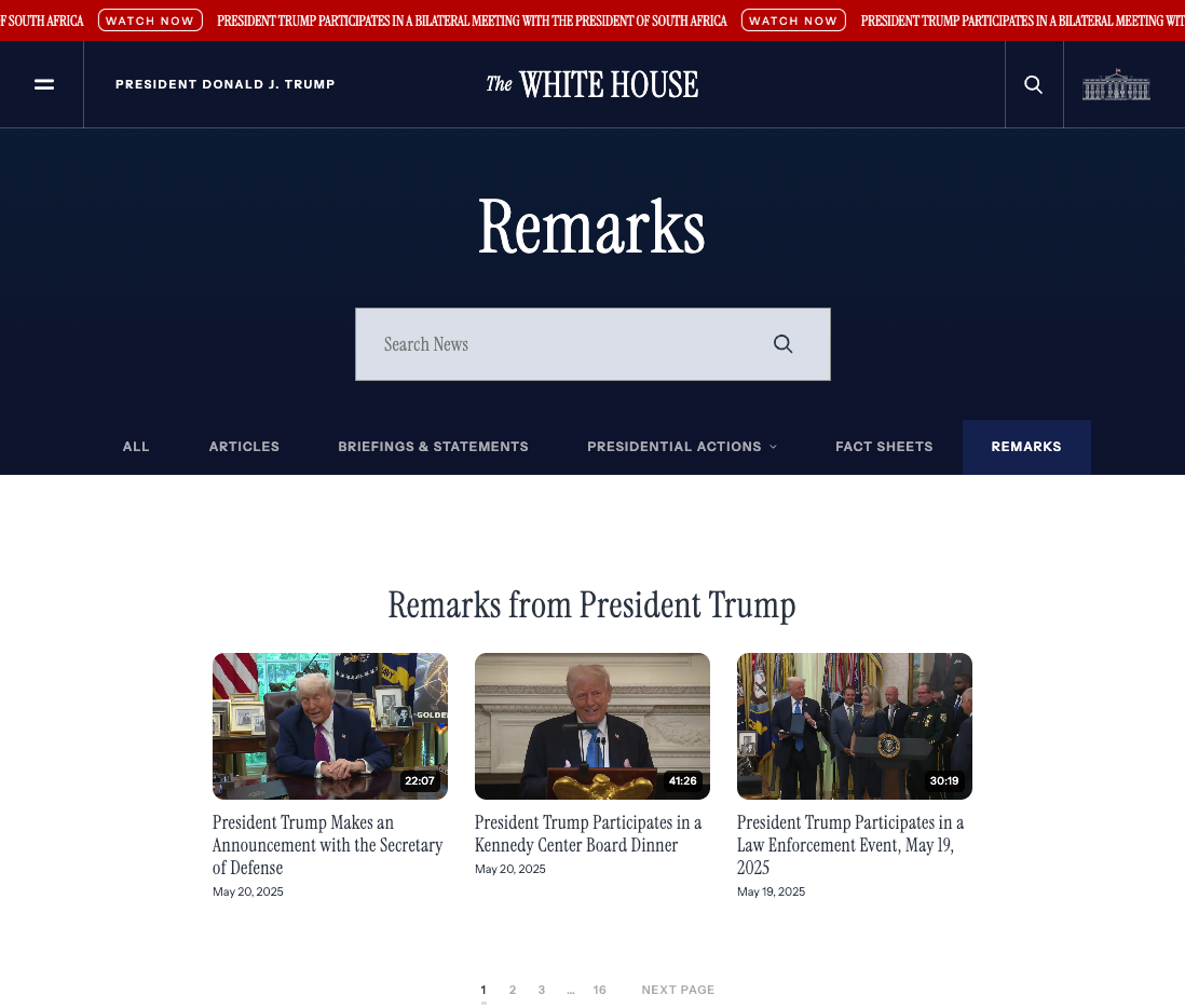 白宫官网“大清洗”：特朗普讲话不留文稿，仅留视频